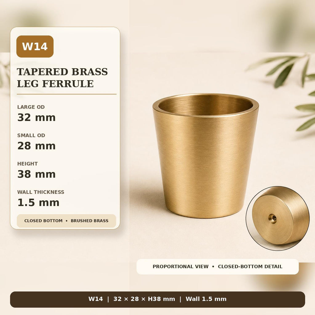 Solid Brass Tapered Furniture Leg Caps, Nordic Style Metal Feet Protectors
