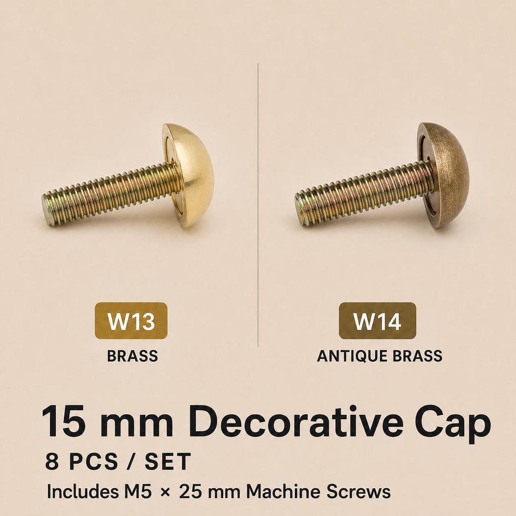 Decorative Brass Screw Caps, Mirror Furniture Fixing Covers, 8 Pcs Set