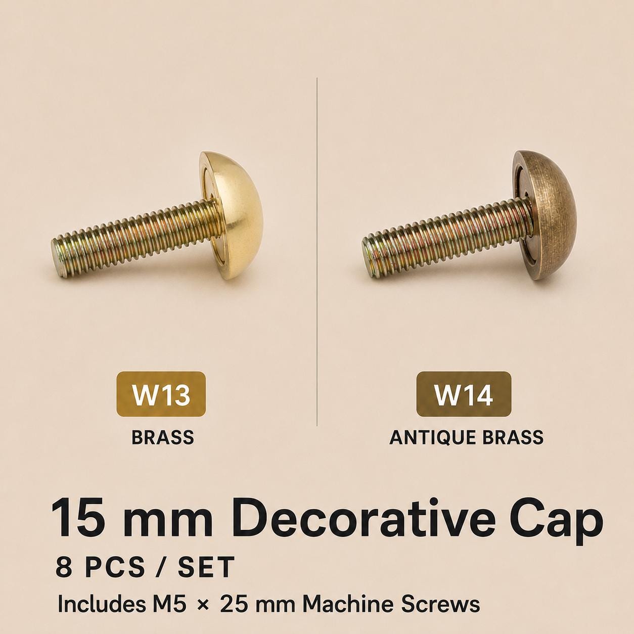 Decorative Brass Screw Caps, Mirror Furniture Fixing Covers, 8 Pcs Set