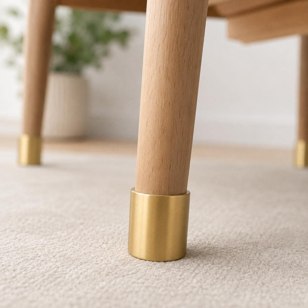 Solid Brass Furniture Leg Caps, Closed-End Ferrules for Wooden Tables, Chairs
