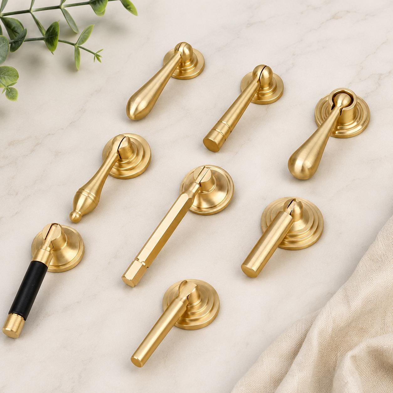 Solid Brass Cabinet Pull Handle, Chinese Style Drawer Pull, Brushed Gold Dresser Knob