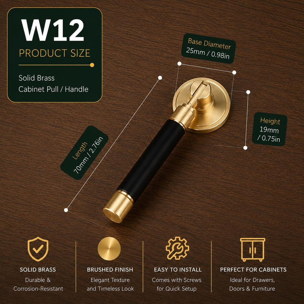 Solid Brass Cabinet Pull Handle, Chinese Style Drawer Pull, Brushed Gold Dresser Knob