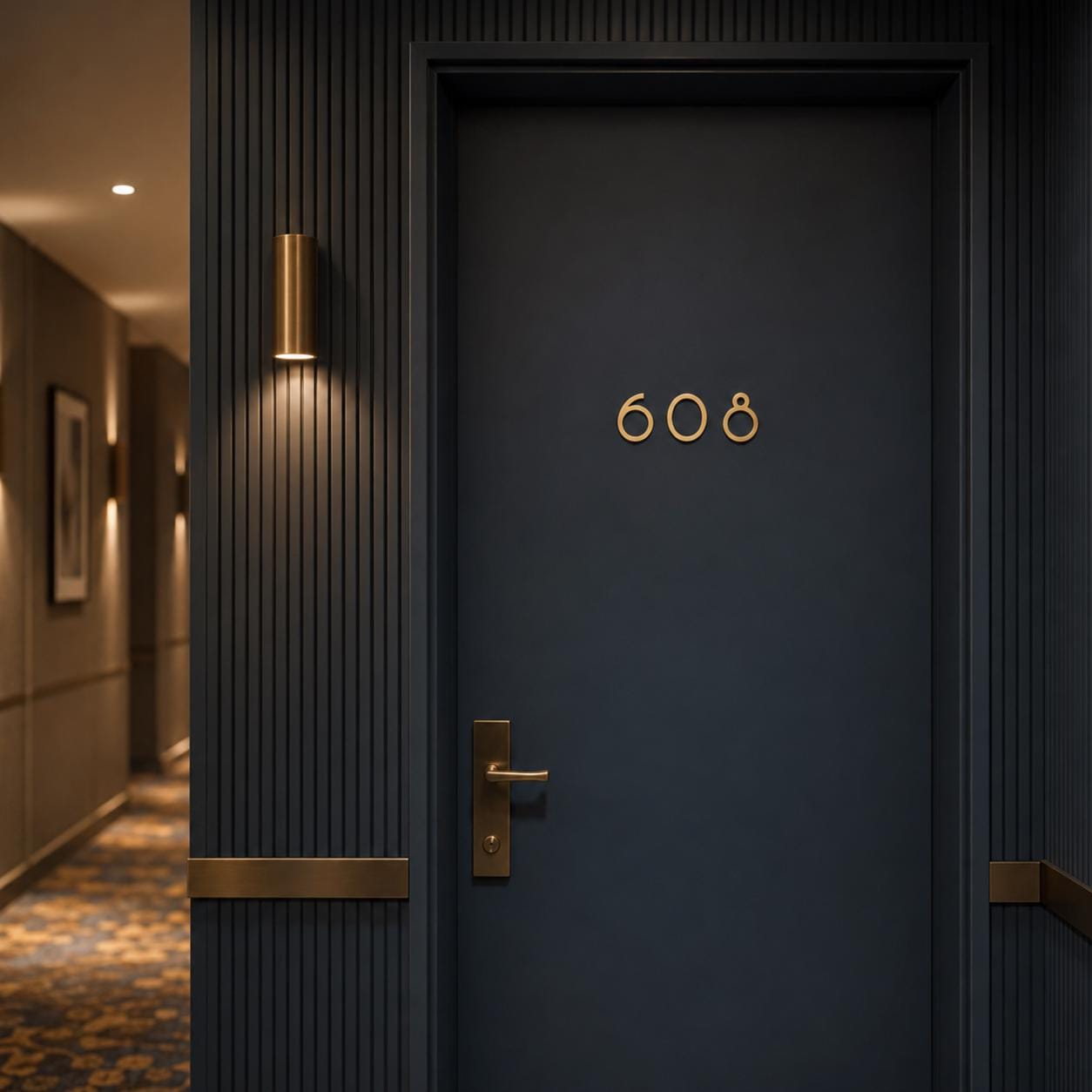 Solid Brass House Numbers, Gold Door Number, Hotel Room Sign, Modern Address Number