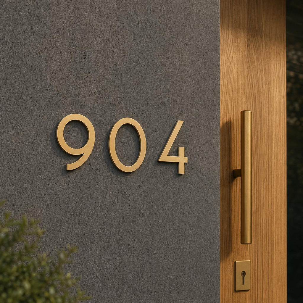 Solid Brass House Numbers, Gold Door Number, Hotel Room Sign, Modern Address Number