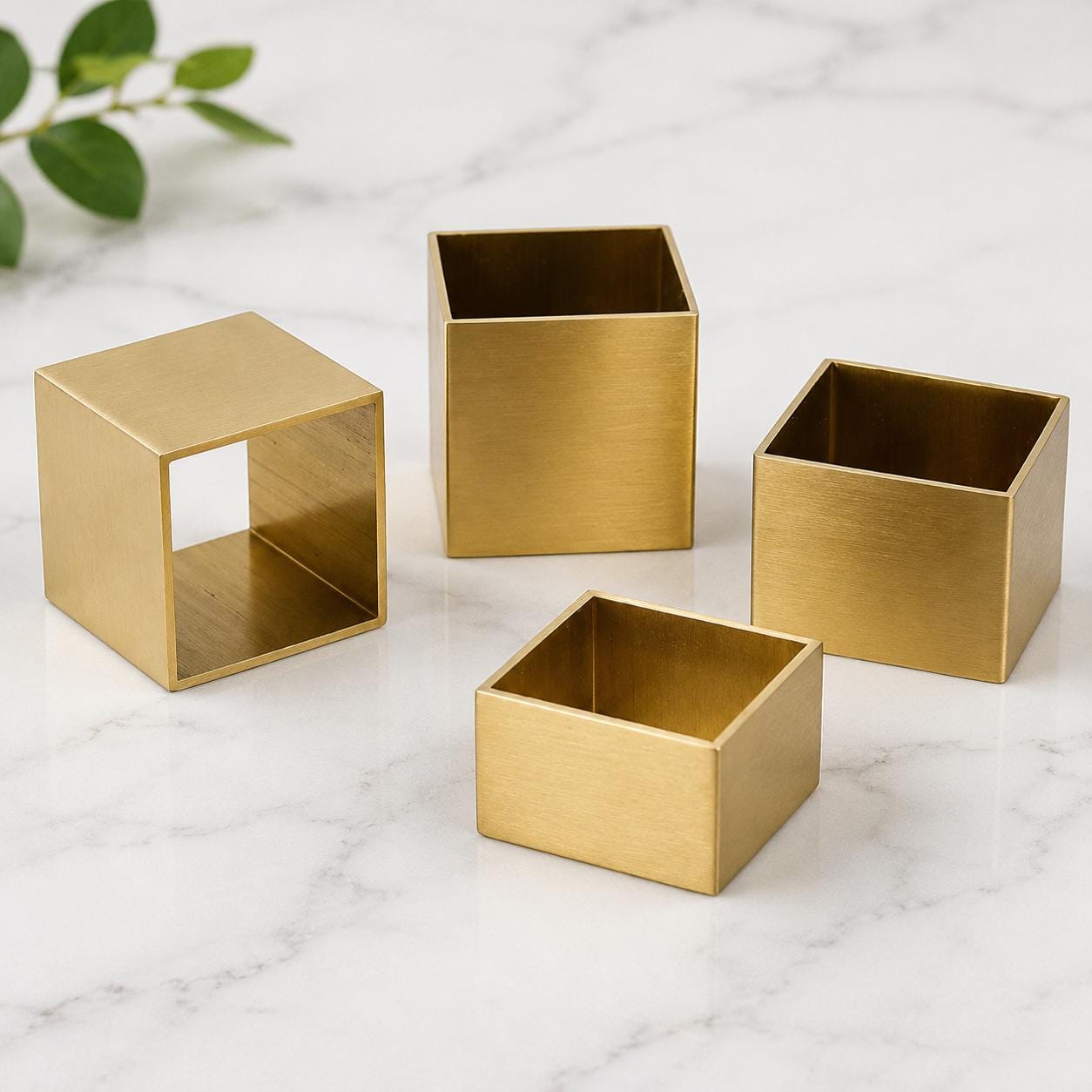 Custom Solid Brass Square Furniture Ferrules, Made-to-Measure Table Leg Caps