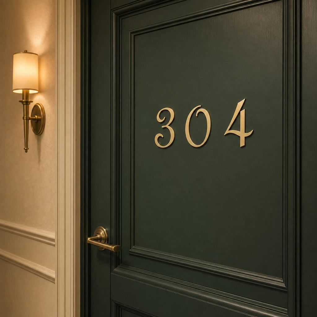 Solid Brass House Numbers, Gold Door Number, Hotel Room Sign, Modern Address Number