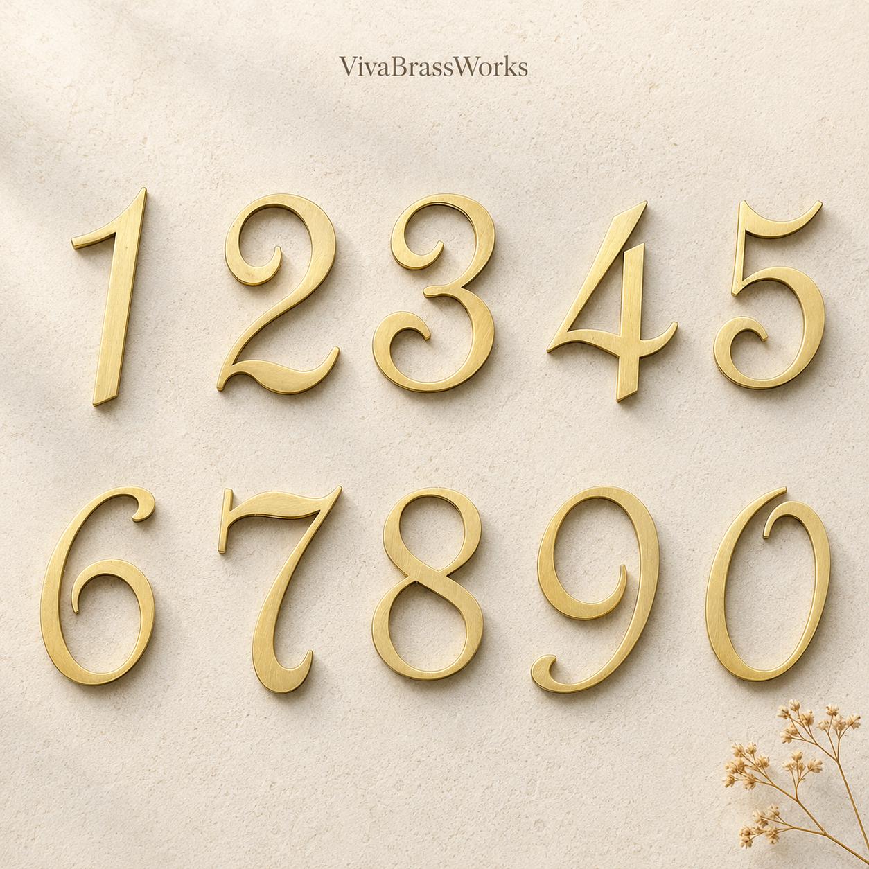Solid Brass House Numbers, Gold Door Number, Hotel Room Sign, Modern Address Number