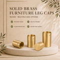 Solid Brass Round Furniture Leg Caps, Brushed Finish, Floor Protection, Custom Size