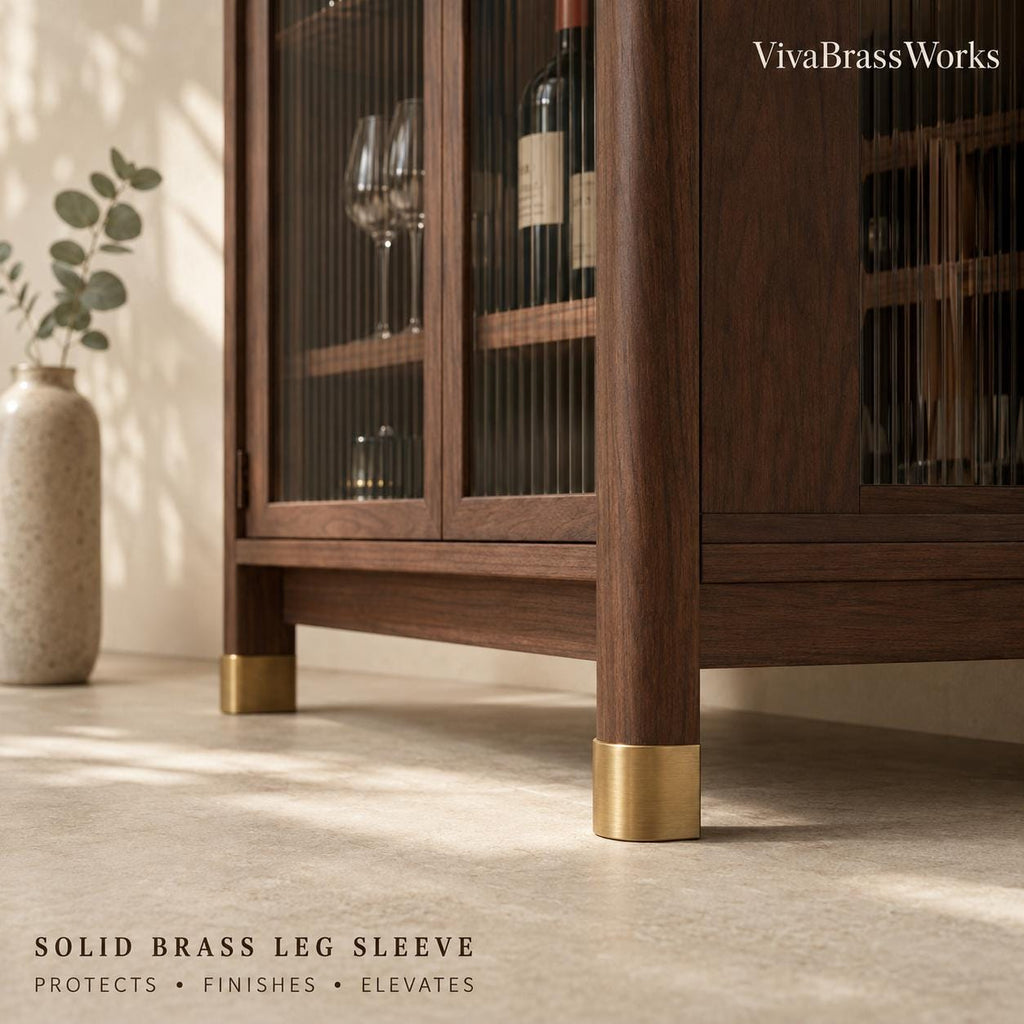 Solid Brass Furniture Leg Sleeves, D-Shaped,Brass Ferrules for Tables, Chairs, Cabinets & Sofas