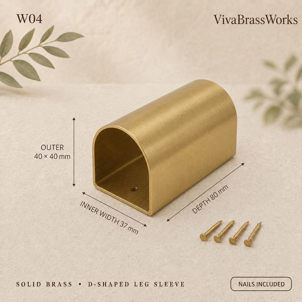 Solid Brass Furniture Leg Sleeves, D-Shaped,Brass Ferrules for Tables, Chairs, Cabinets & Sofas
