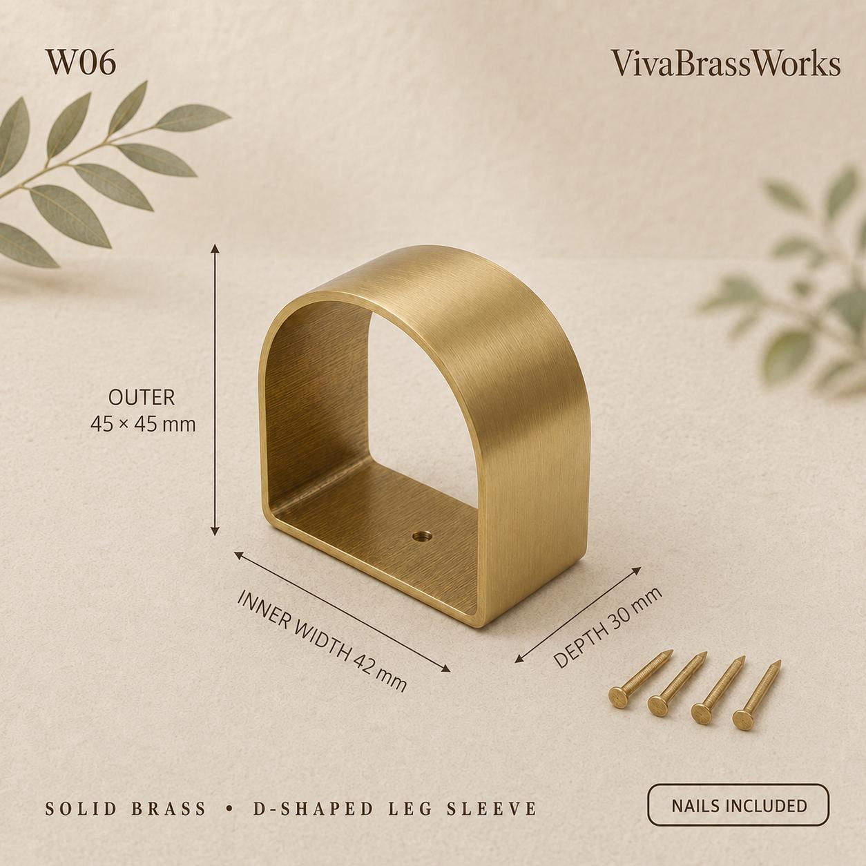 Solid Brass Furniture Leg Sleeves, D-Shaped,Brass Ferrules for Tables, Chairs, Cabinets & Sofas