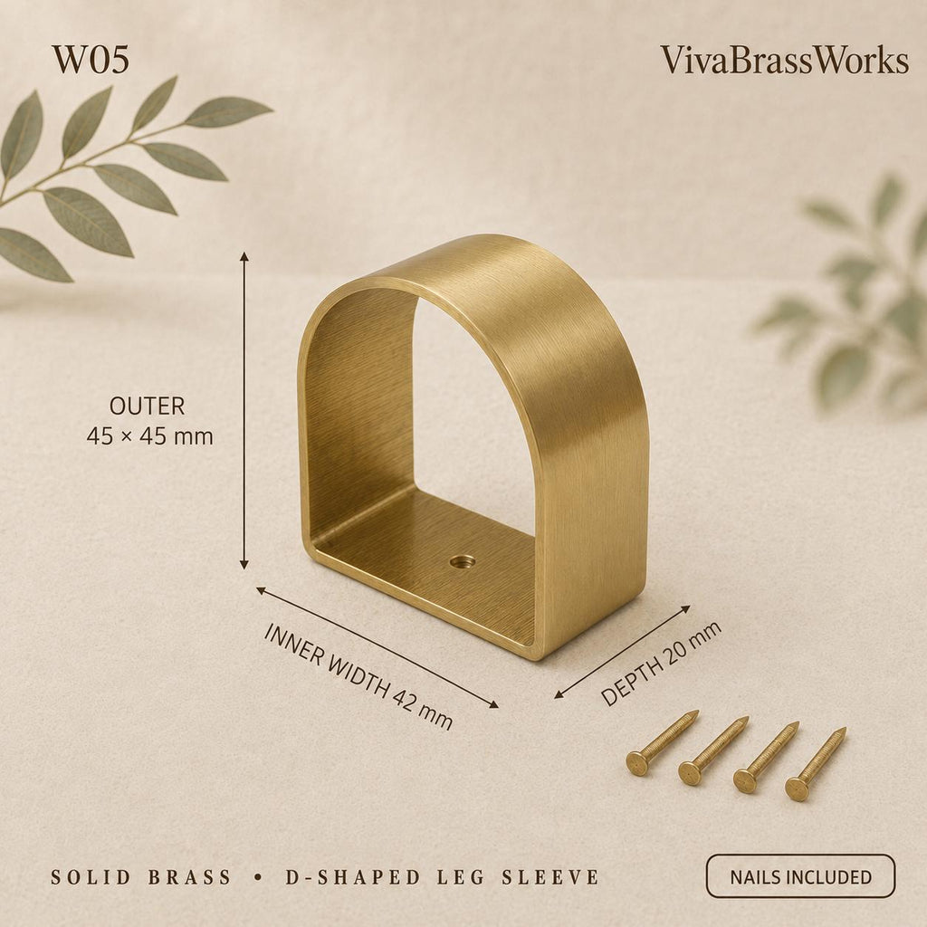 Solid Brass Furniture Leg Sleeves, D-Shaped,Brass Ferrules for Tables, Chairs, Cabinets & Sofas