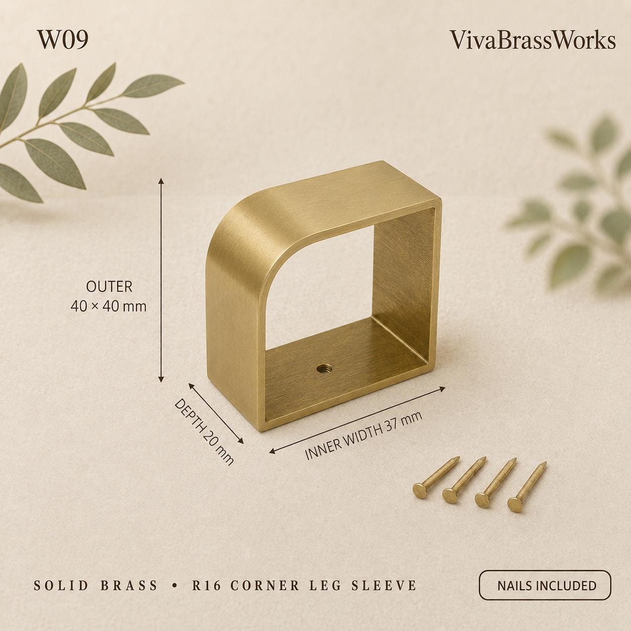 Solid Brass Furniture Leg Sleeves, D-Shaped,Brass Ferrules for Tables, Chairs, Cabinets & Sofas