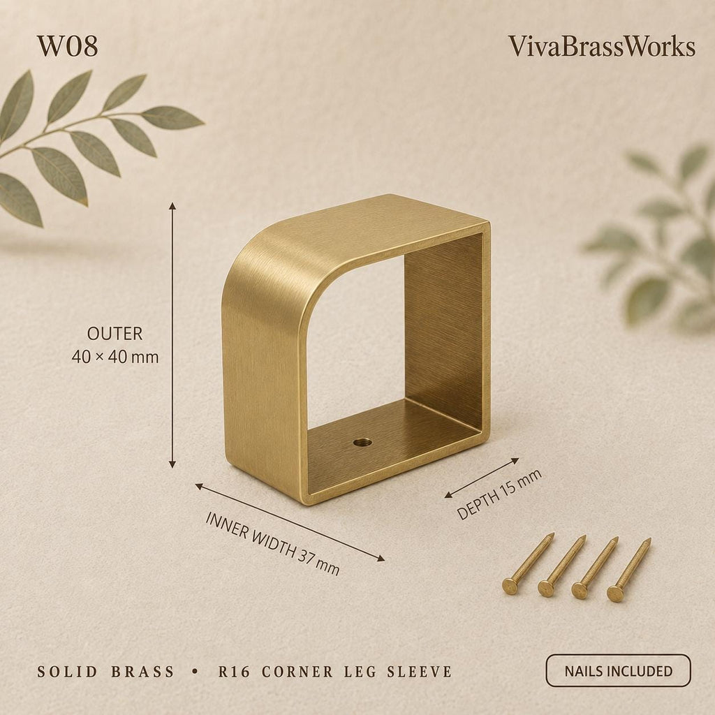 Solid Brass Furniture Leg Sleeves, D-Shaped,Brass Ferrules for Tables, Chairs, Cabinets & Sofas