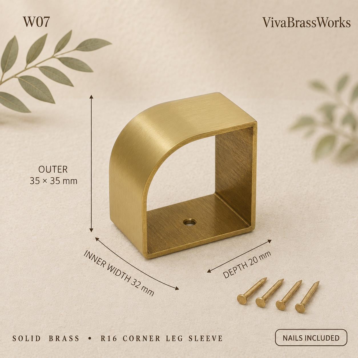 Solid Brass Furniture Leg Sleeves, D-Shaped,Brass Ferrules for Tables, Chairs, Cabinets & Sofas