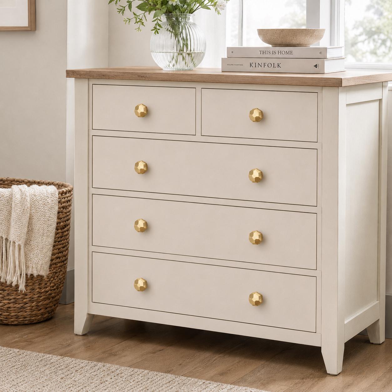 Solid Brass Cabinet Knobs, Brushed Gold Furniture Hardware, Antique Style Drawer Pulls