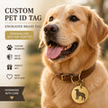 Custom Solid Brass Pet ID Tag, Silhouette Engraved Dog Cat Collar Tag