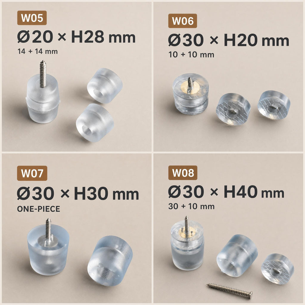 Clear Furniture Leg Risers with Screws, Height Extenders for Tables, Sofas