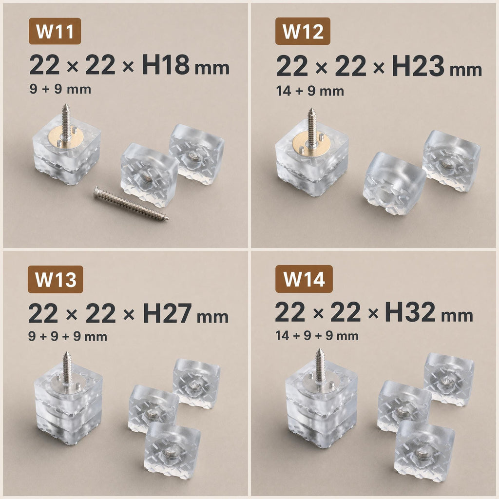 Clear Furniture Leg Risers with Screws, Height Extenders for Tables, Sofas