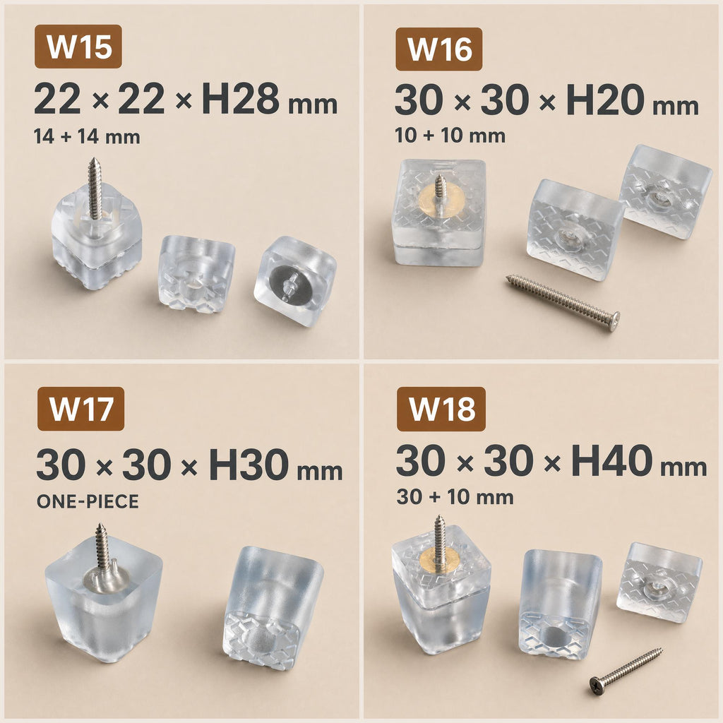 Clear Furniture Leg Risers with Screws, Height Extenders for Tables, Sofas
