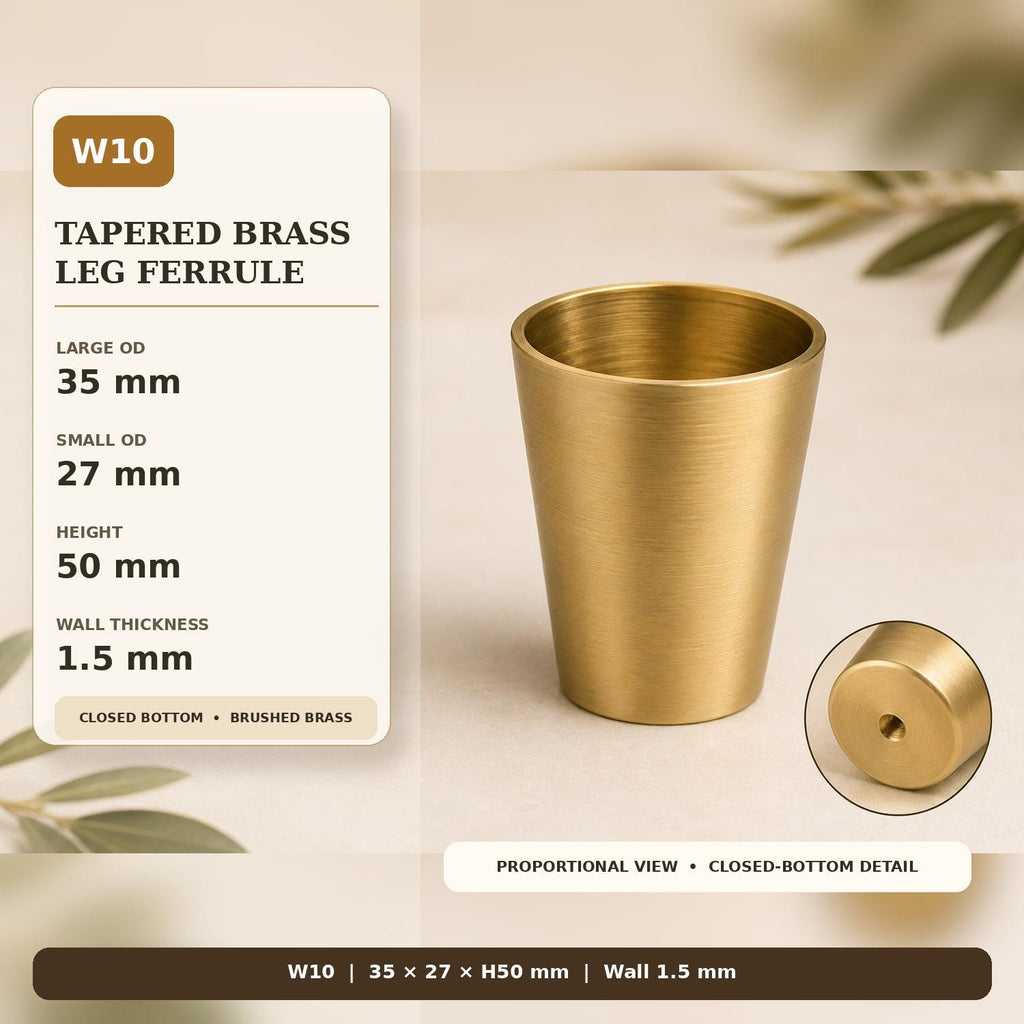 Solid Brass Tapered Furniture Leg Caps, Nordic Style Metal Feet Protectors