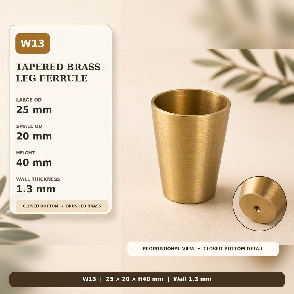 Solid Brass Tapered Furniture Leg Caps, Nordic Style Metal Feet Protectors