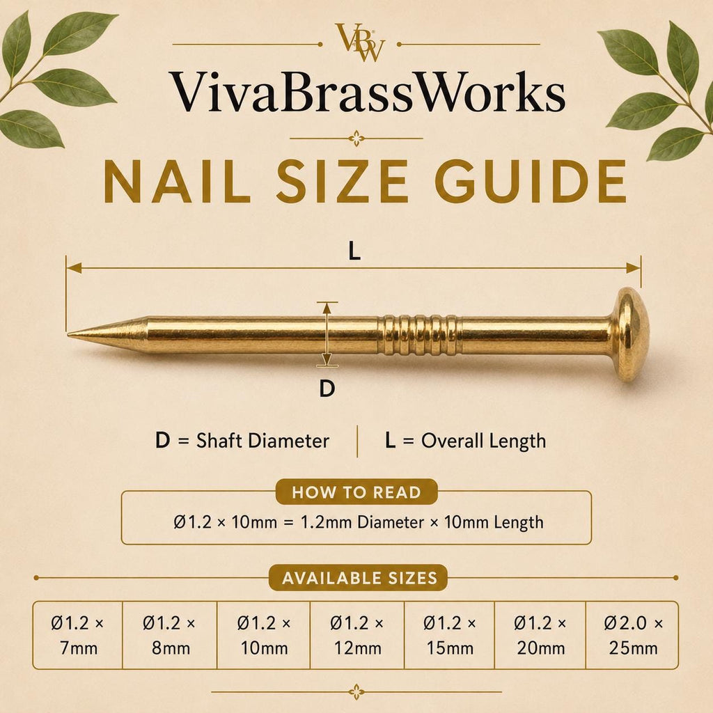 Solid Brass Decorative Nails, Round Head Furniture Tacks, Antique Gold Craft Pins