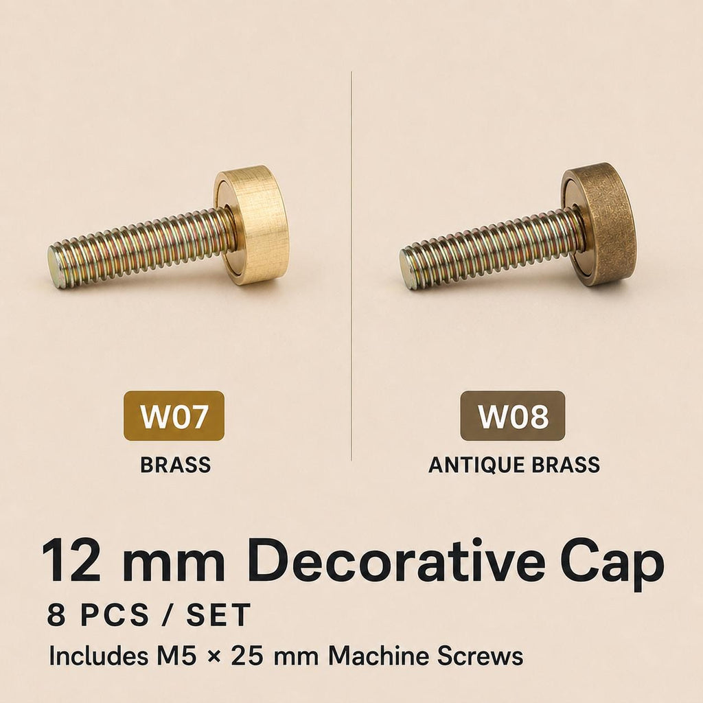 Decorative Brass Screw Caps, Mirror Furniture Fixing Covers, 8 Pcs Set