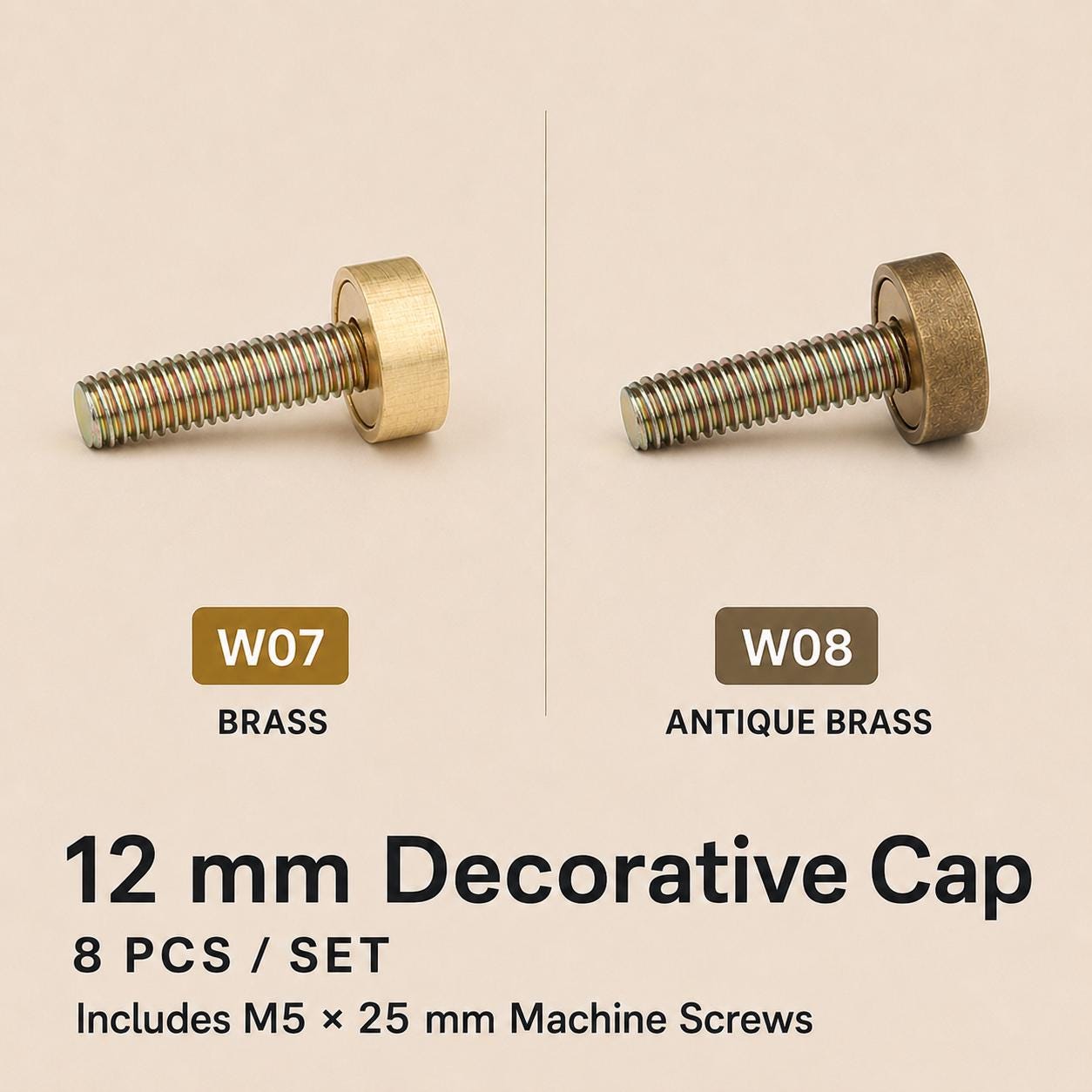 Decorative Brass Screw Caps, Mirror Furniture Fixing Covers, 8 Pcs Set