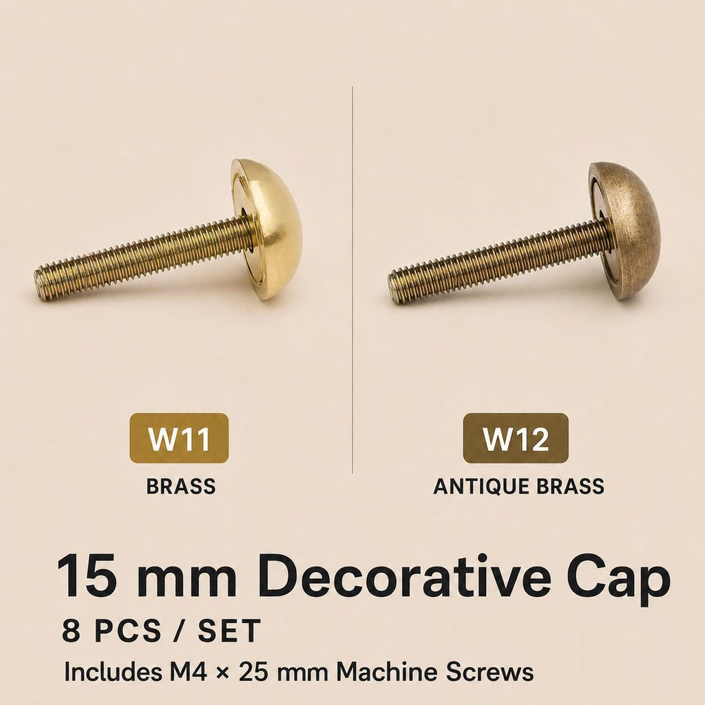 Decorative Brass Screw Caps, Mirror Furniture Fixing Covers, 8 Pcs Set