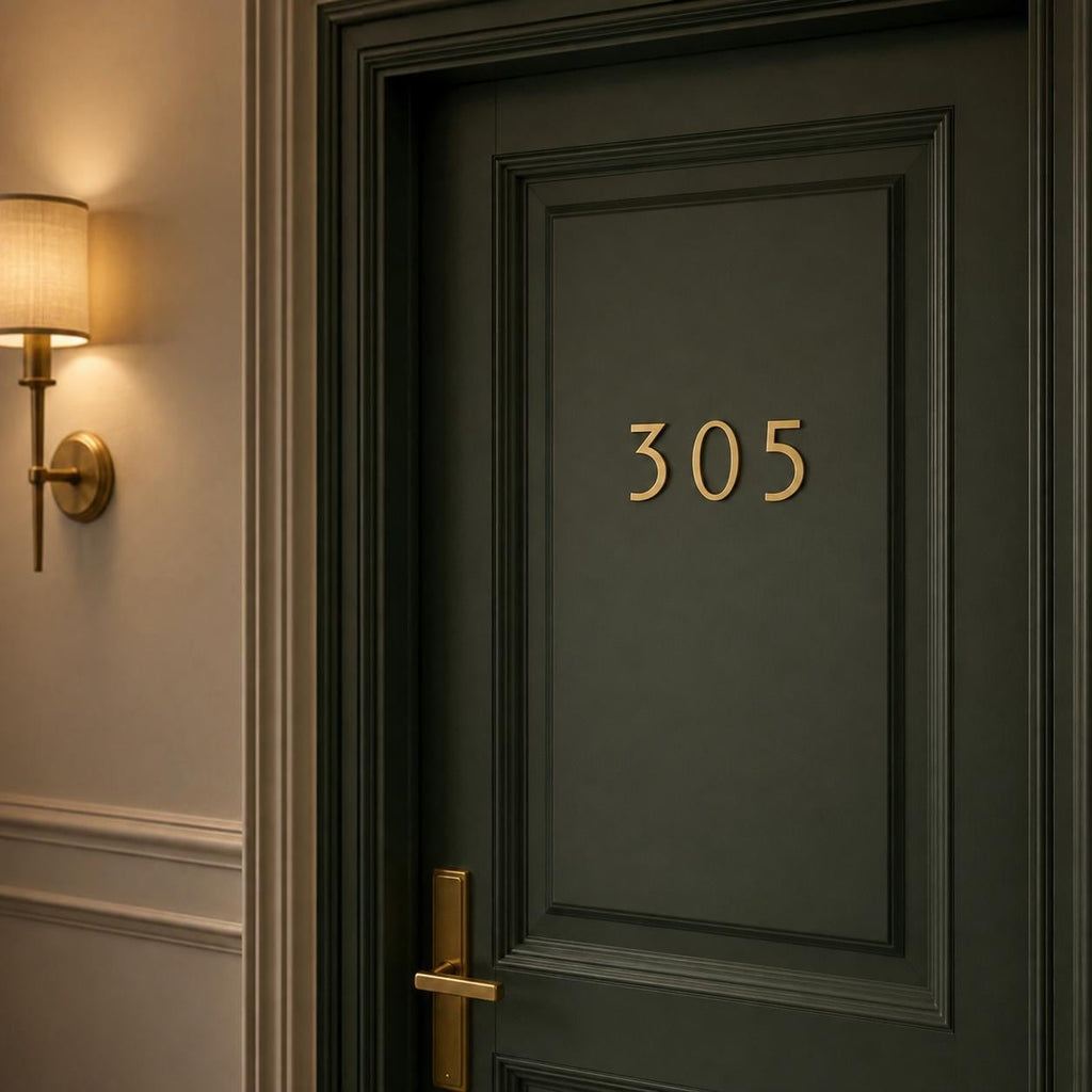 Solid Brass House Numbers, Gold Door Number, Hotel Room Sign, Modern Address Number