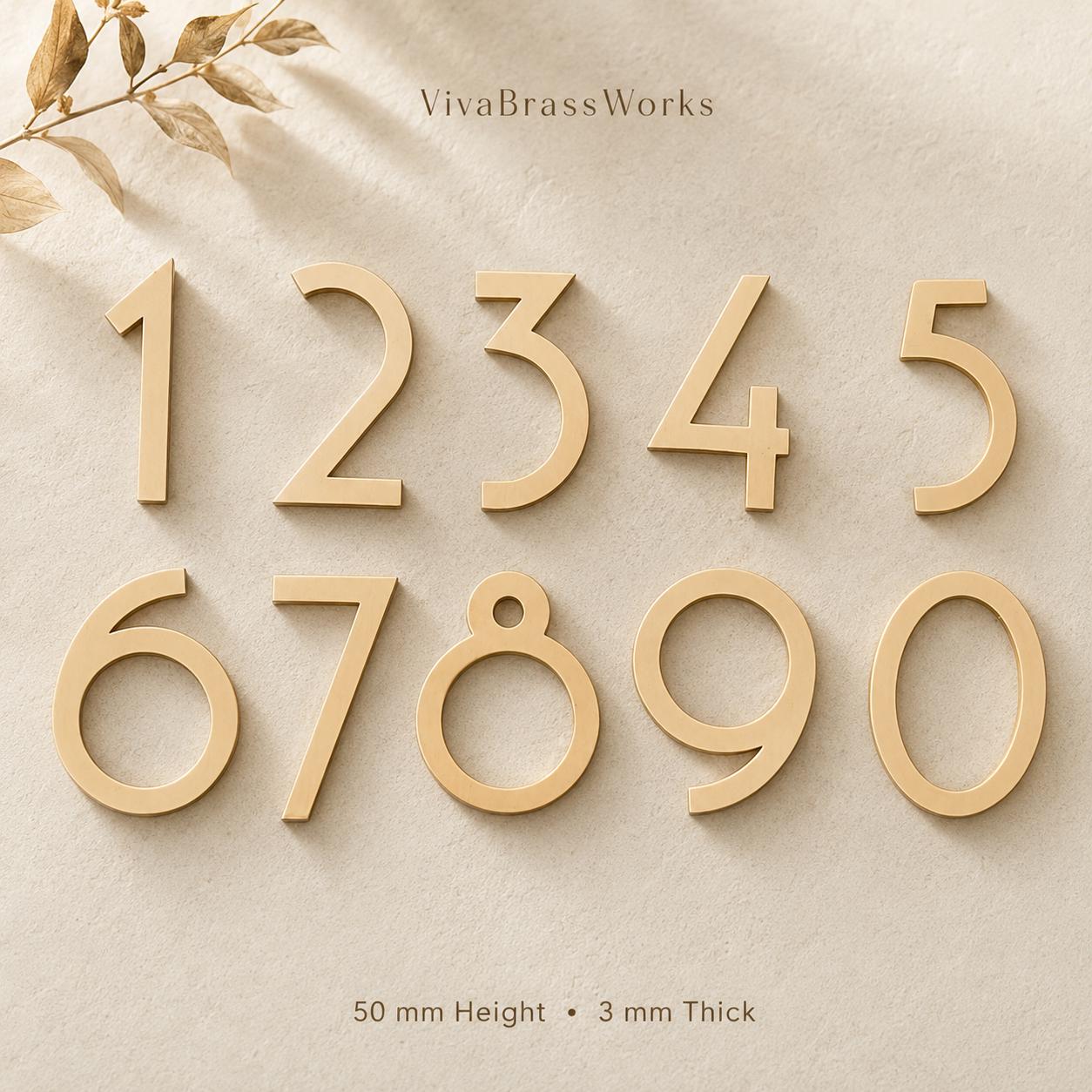 Solid Brass House Numbers, Gold Door Number, Hotel Room Sign, Modern Address Number