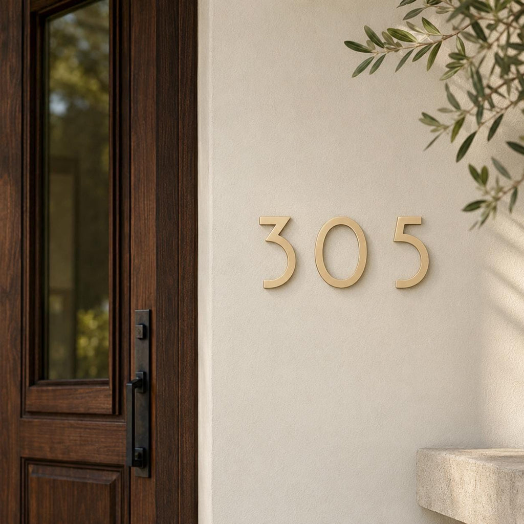 Solid Brass House Numbers, Gold Door Number, Hotel Room Sign, Modern Address Number