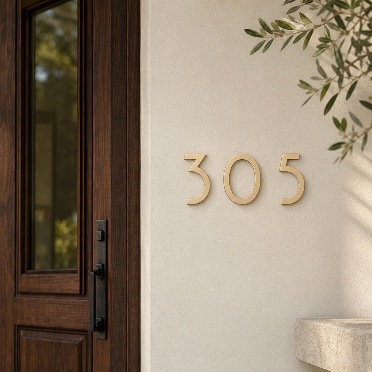 Solid Brass House Numbers, Gold Door Number, Hotel Room Sign, Modern Address Number