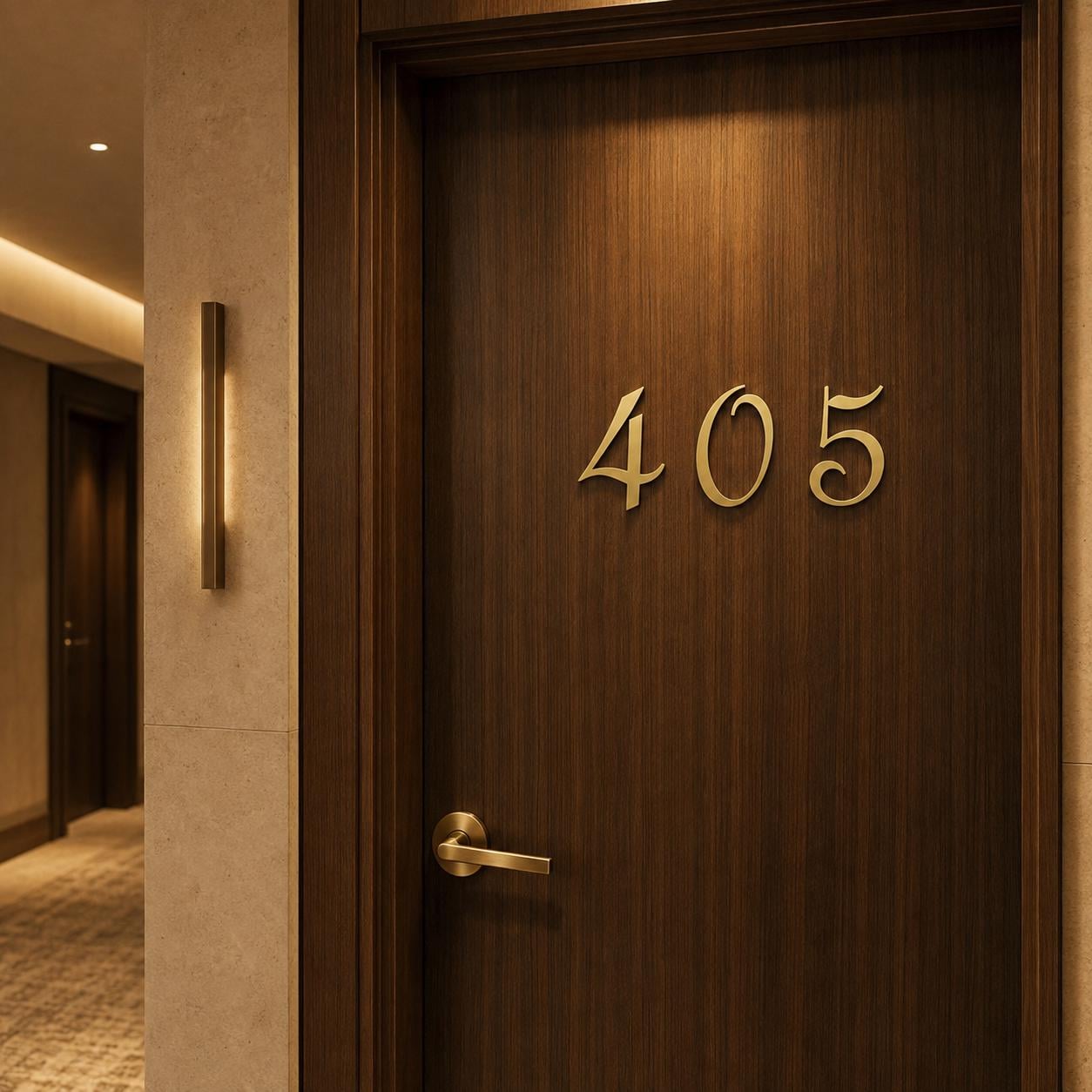 Solid Brass House Numbers, Gold Door Number, Hotel Room Sign, Modern Address Number