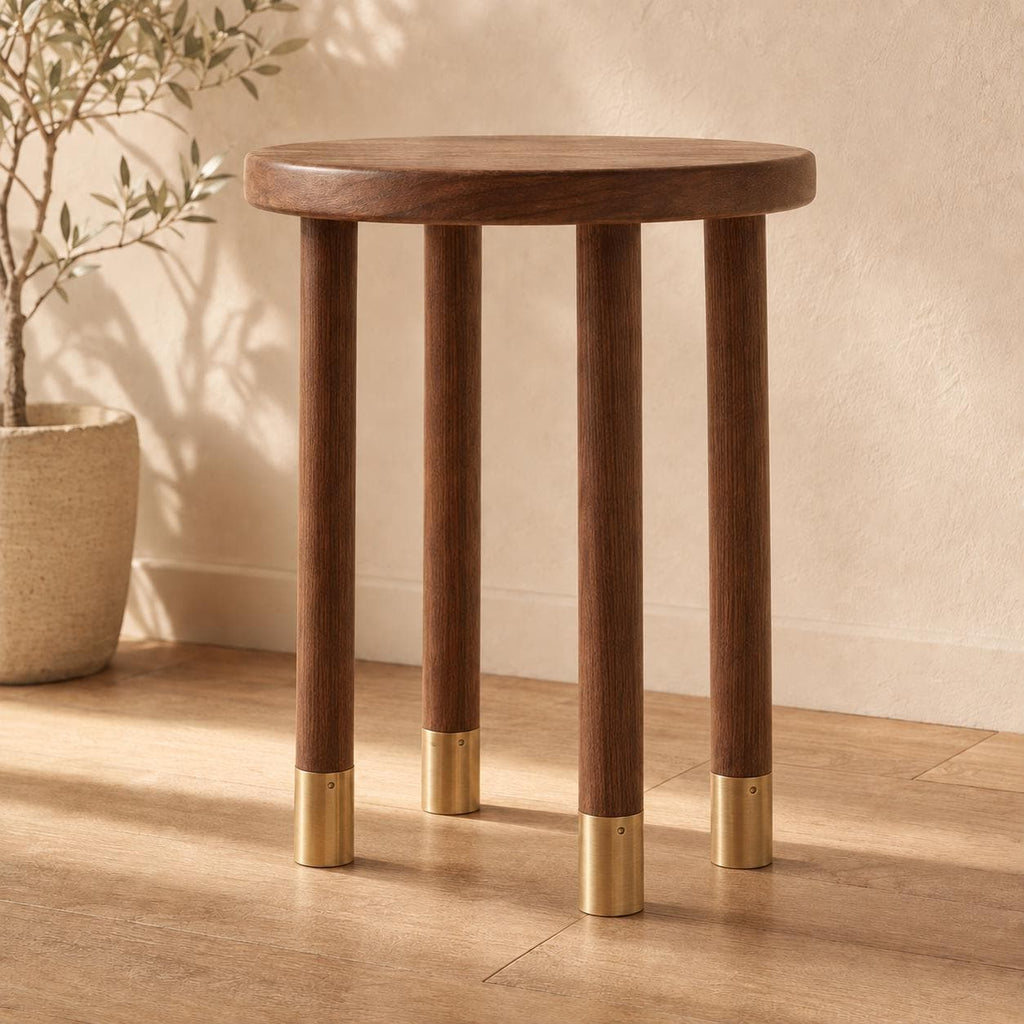 Solid Brass Round Furniture Leg Caps, Brushed Finish, Floor Protection, Custom Size