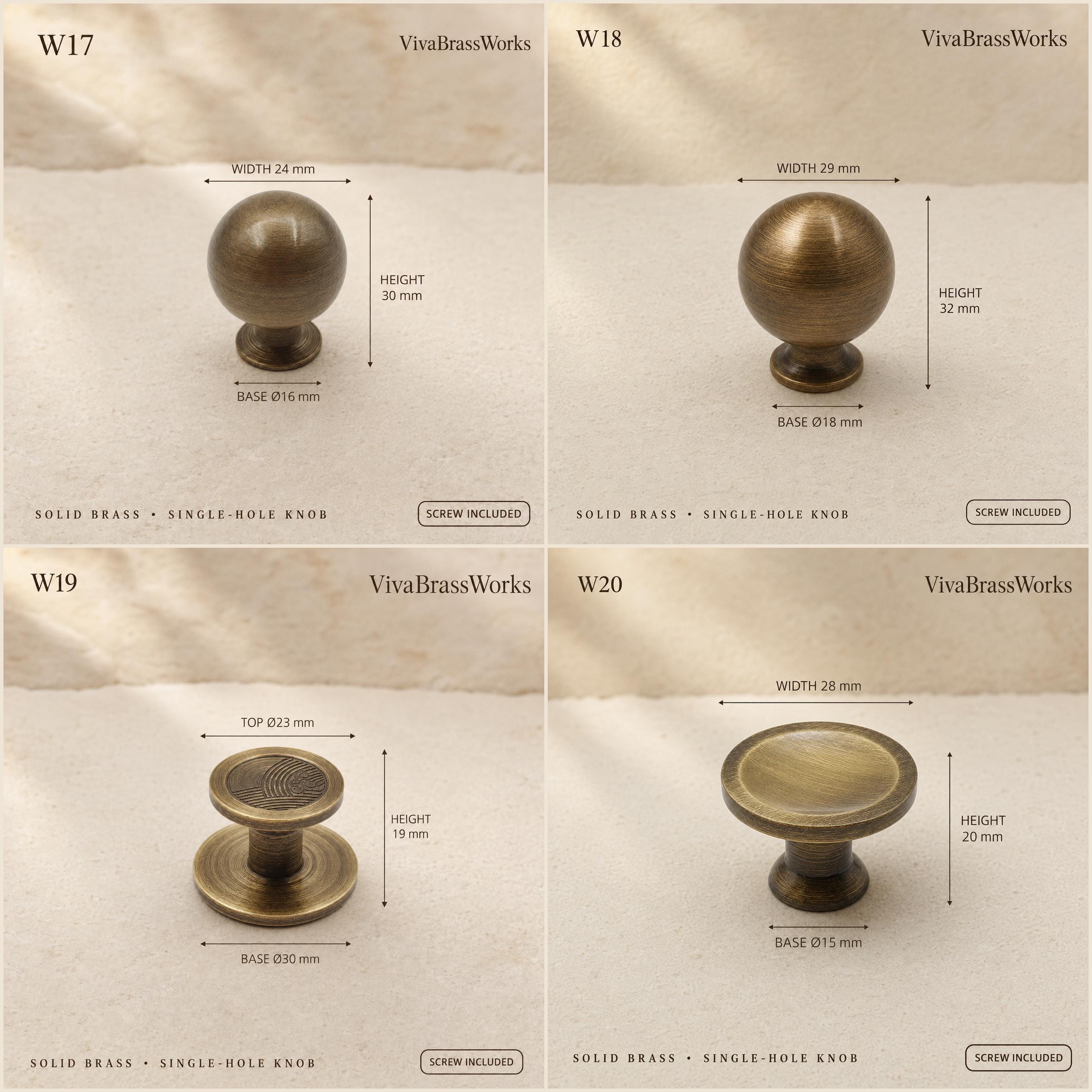 Solid Brass Cabinet Knobs, Antique Drawer Pulls, Vintage Dresser Handles, Single Hole Hardware