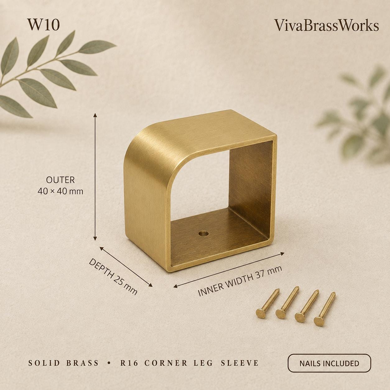 Solid Brass Furniture Leg Sleeves, D-Shaped,Brass Ferrules for Tables, Chairs, Cabinets & Sofas