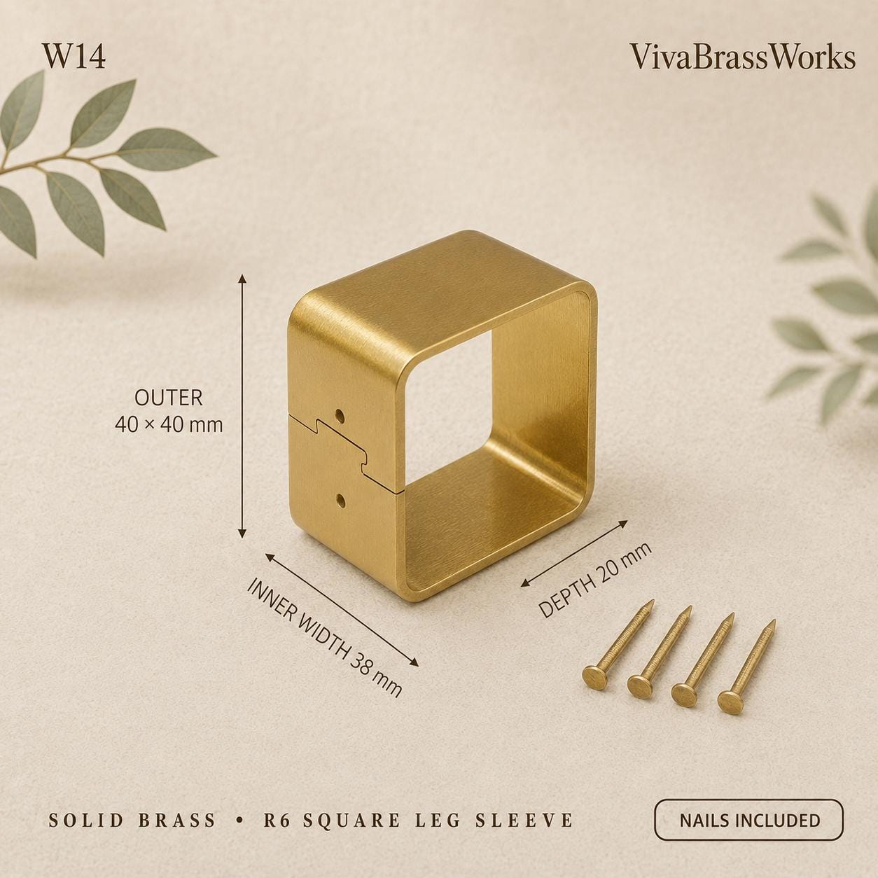 Solid Brass Furniture Leg Sleeves, D-Shaped,Brass Ferrules for Tables, Chairs, Cabinets & Sofas