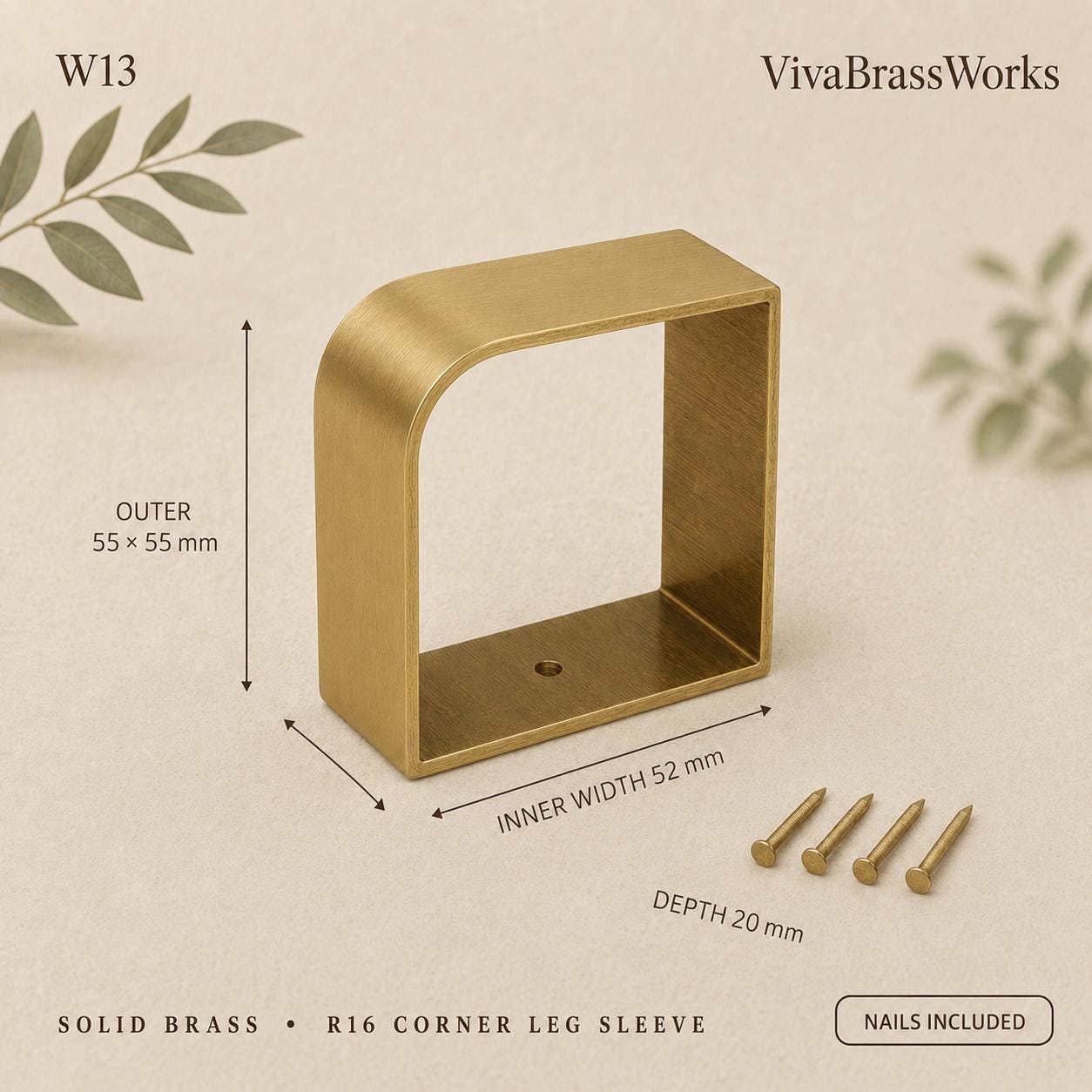 Solid Brass Furniture Leg Sleeves, D-Shaped,Brass Ferrules for Tables, Chairs, Cabinets & Sofas