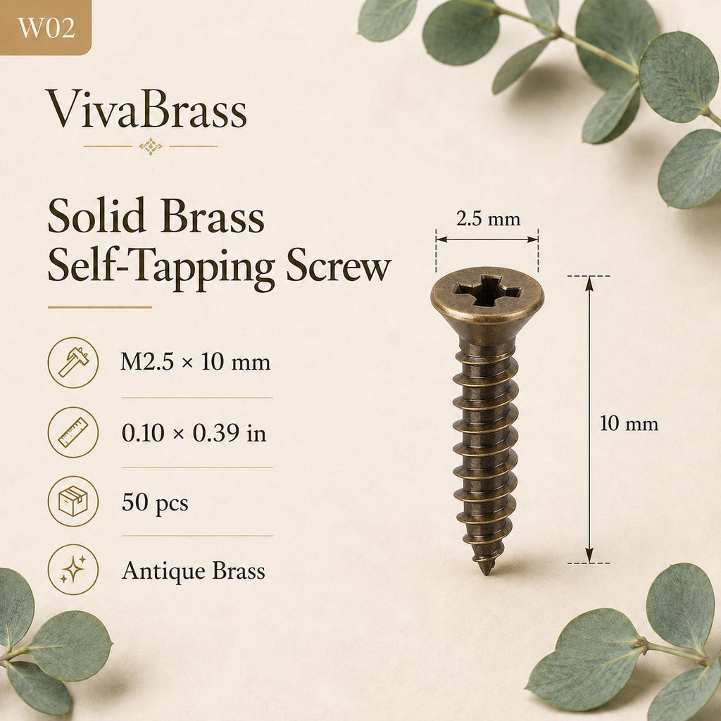 Solid Brass Countersunk Phillips Wood Screws, Furniture Hardware, M2.5-M4