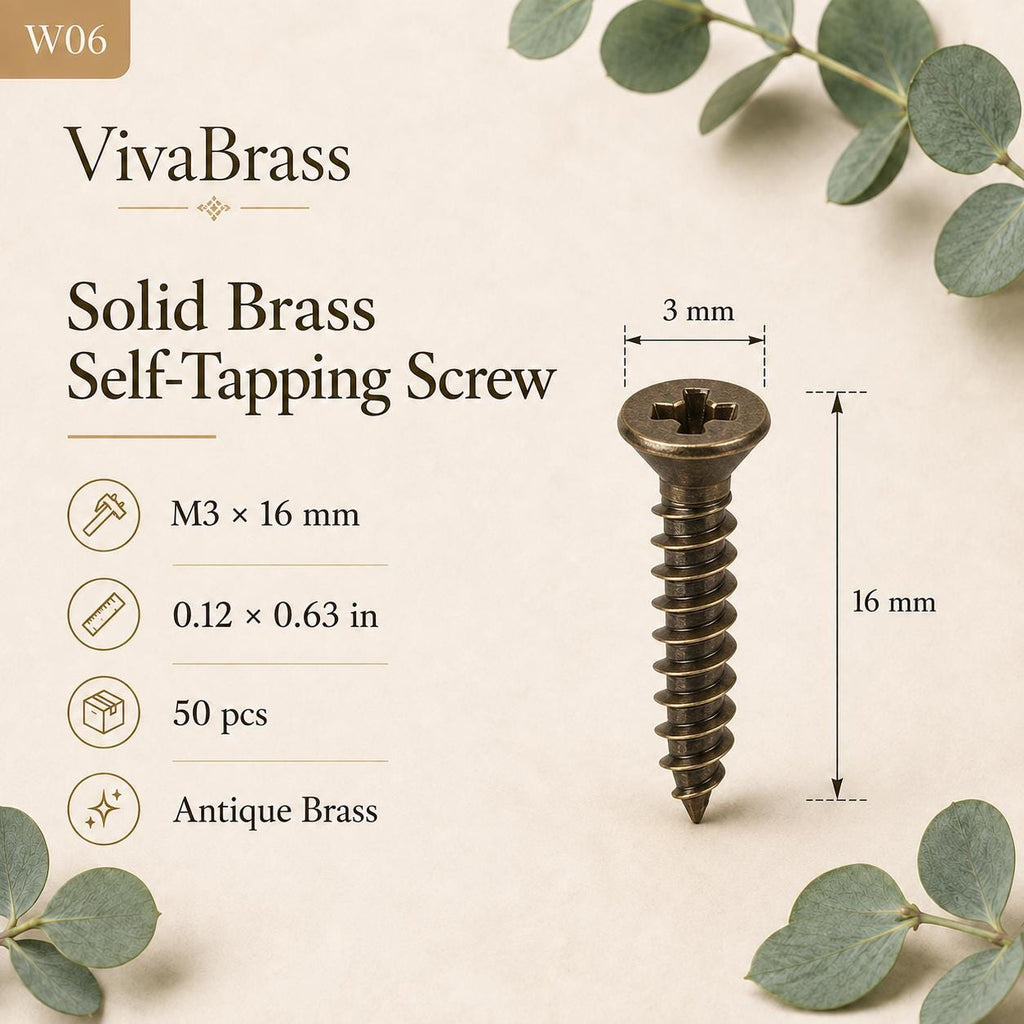 Solid Brass Countersunk Phillips Wood Screws, Furniture Hardware, M2.5-M4