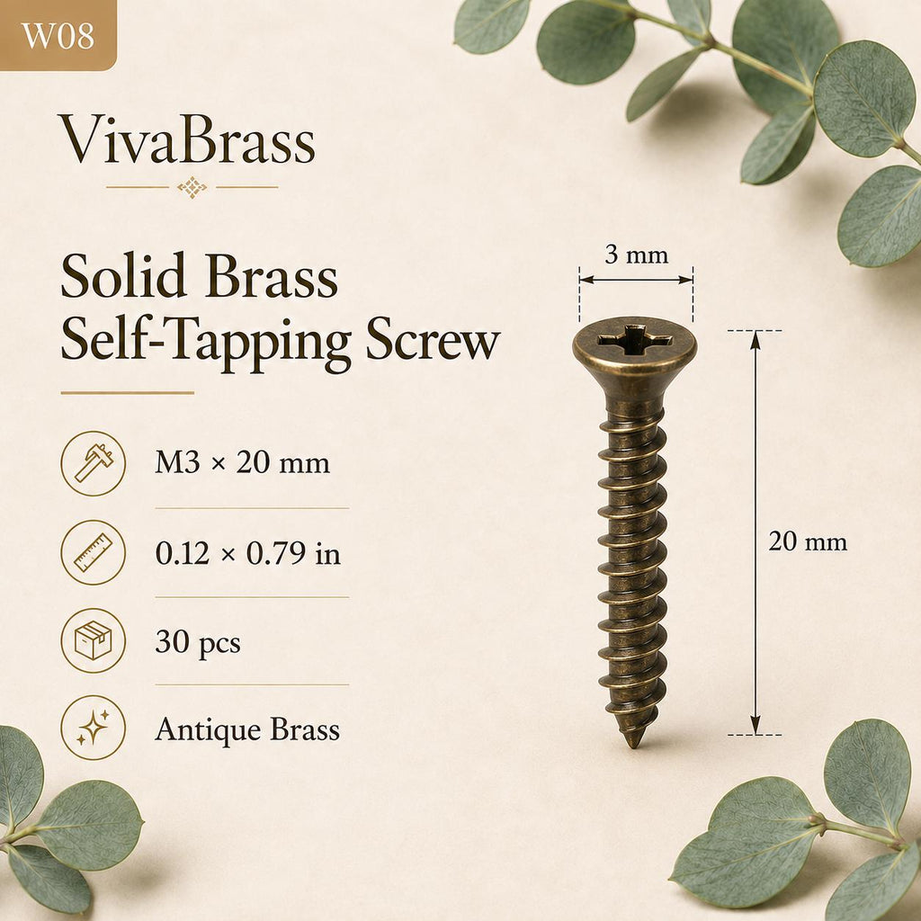 Solid Brass Countersunk Phillips Wood Screws, Furniture Hardware, M2.5-M4