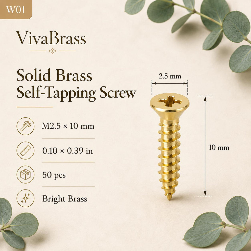 Solid Brass Countersunk Phillips Wood Screws, Furniture Hardware, M2.5-M4