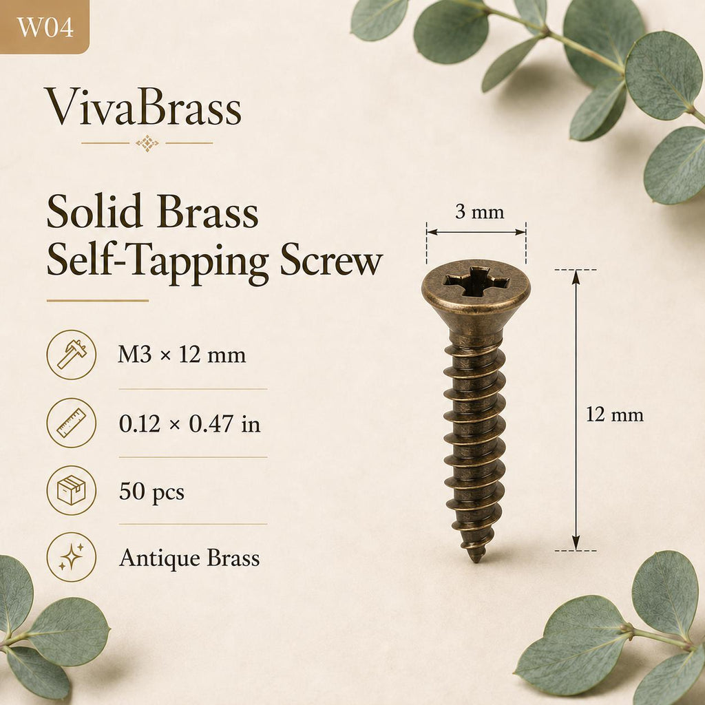 Solid Brass Countersunk Phillips Wood Screws, Furniture Hardware, M2.5-M4