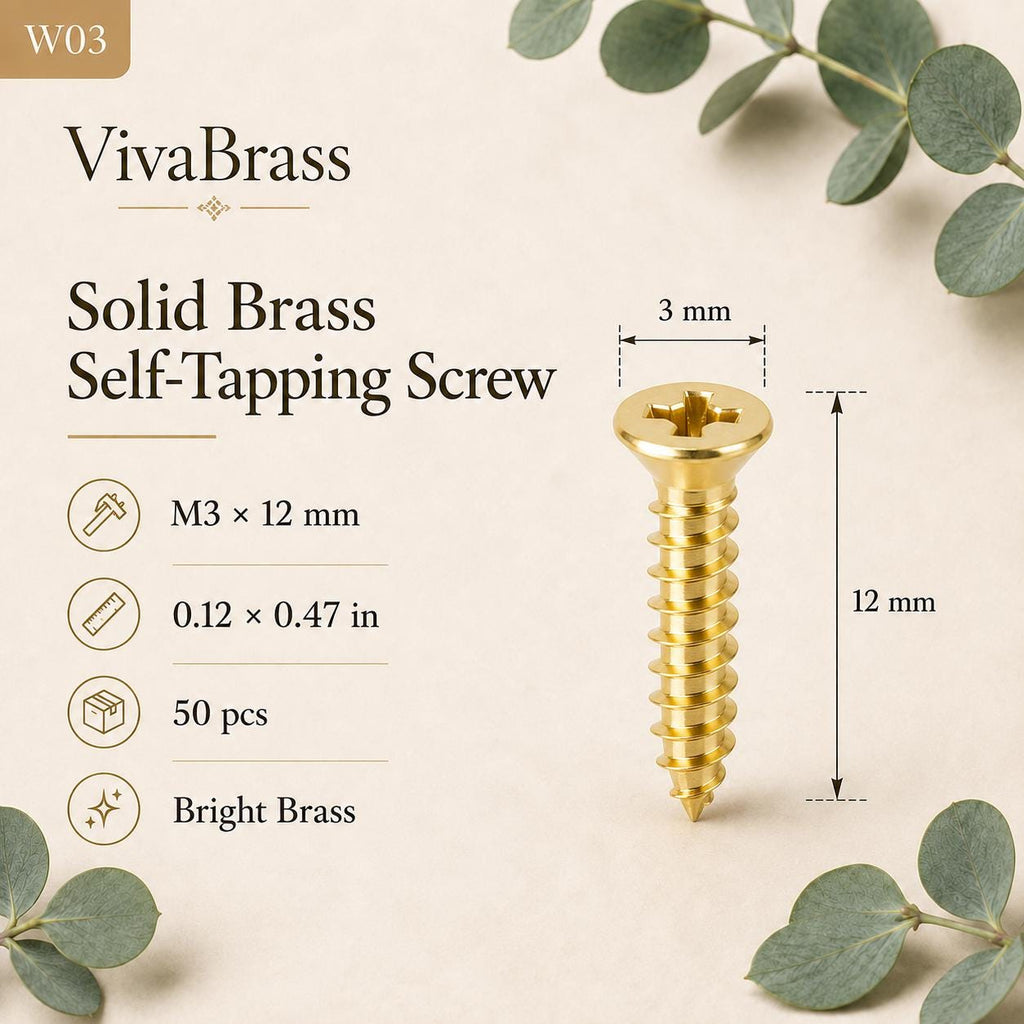 Solid Brass Countersunk Phillips Wood Screws, Furniture Hardware, M2.5-M4