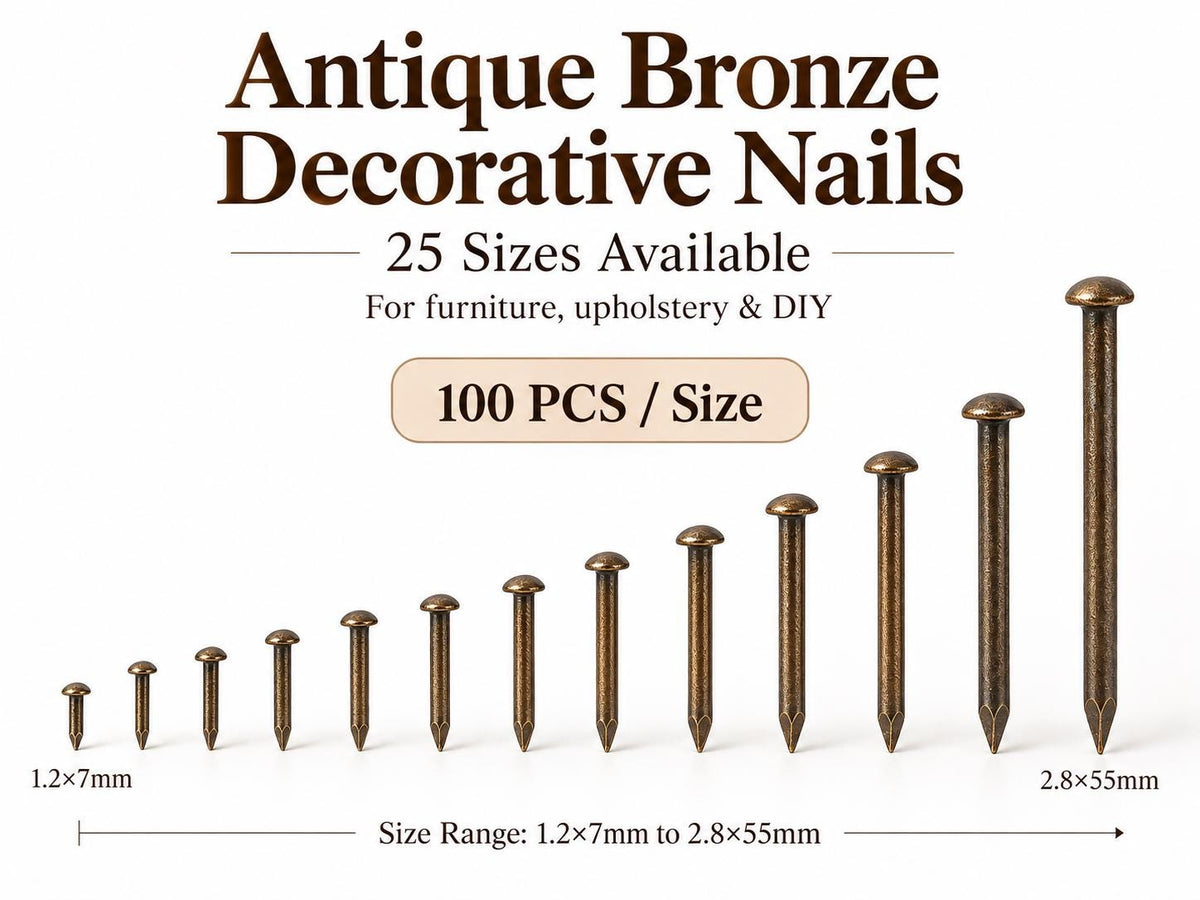 Antique Bronze Round Head Decorative Nails, Furniture Restoration, Upholstery Tacks (100 PCS)