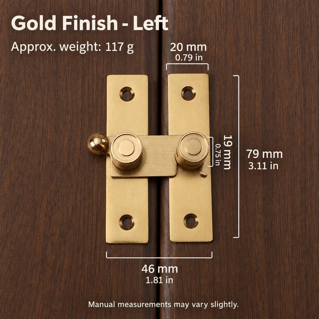 Solid Brass Cabinet Latch, Cupboard Door Catch, Surface Mount Hardware (Gold or Antique Finish)