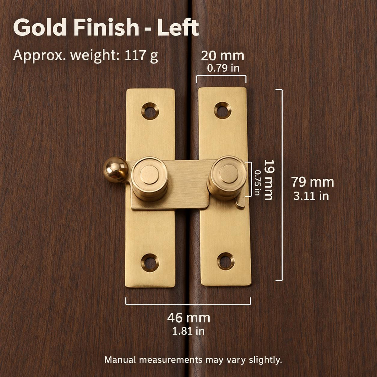Solid Brass Cabinet Latch, Cupboard Door Catch, Surface Mount Hardware (Gold or Antique Finish)